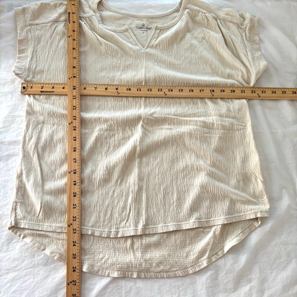 Cuddl Duds Cream Short Sleeve Tee textured SZ L Worn 1X - Picture 5 of 8
